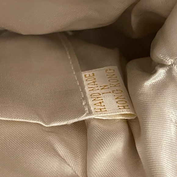 Vintage White and Gray Beaded Women's Evening Bag Clutch Purse Metal Chain Strap - Picture 2 of 9